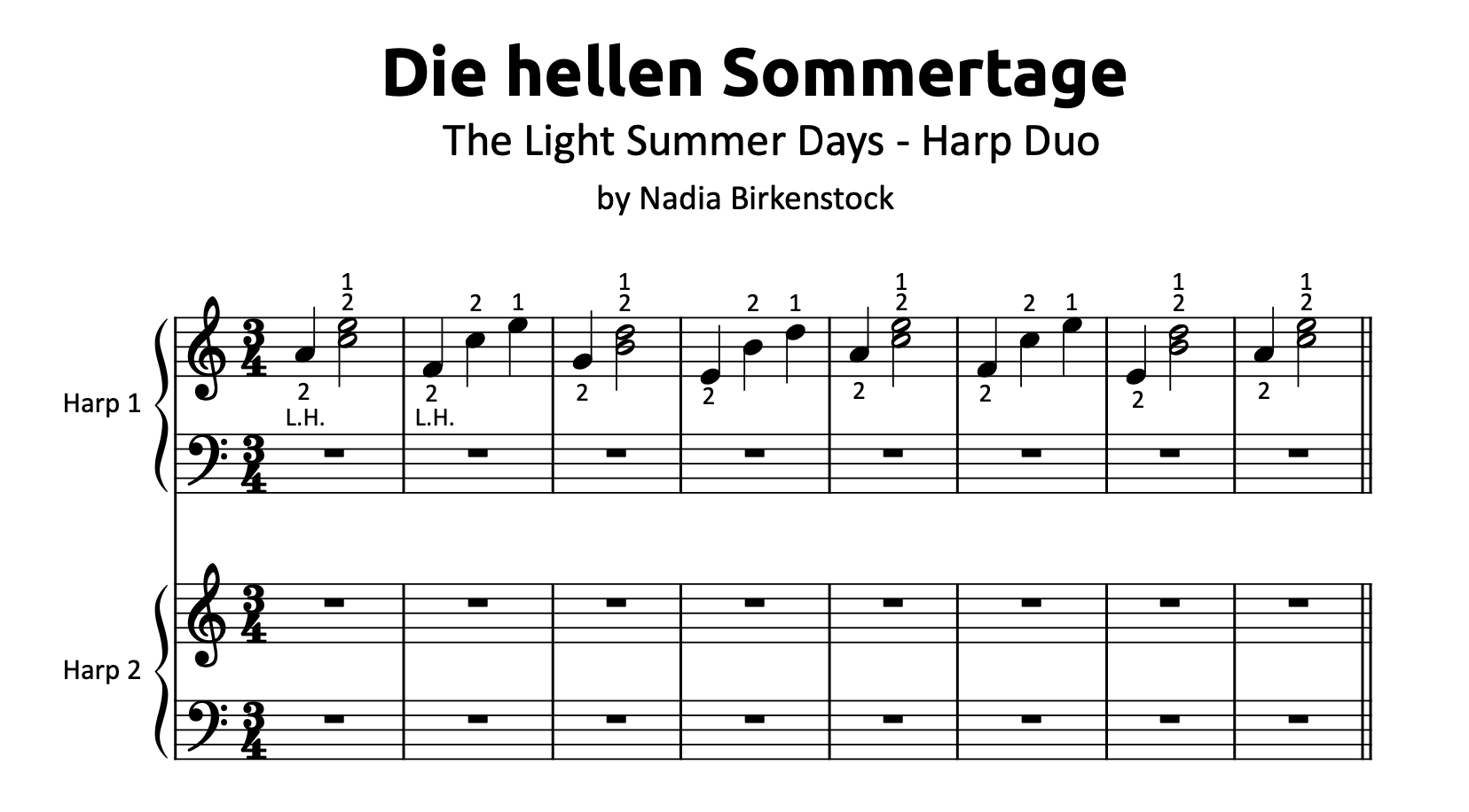 Preview_Die hellen Sommertage_duo_sheet music_harp