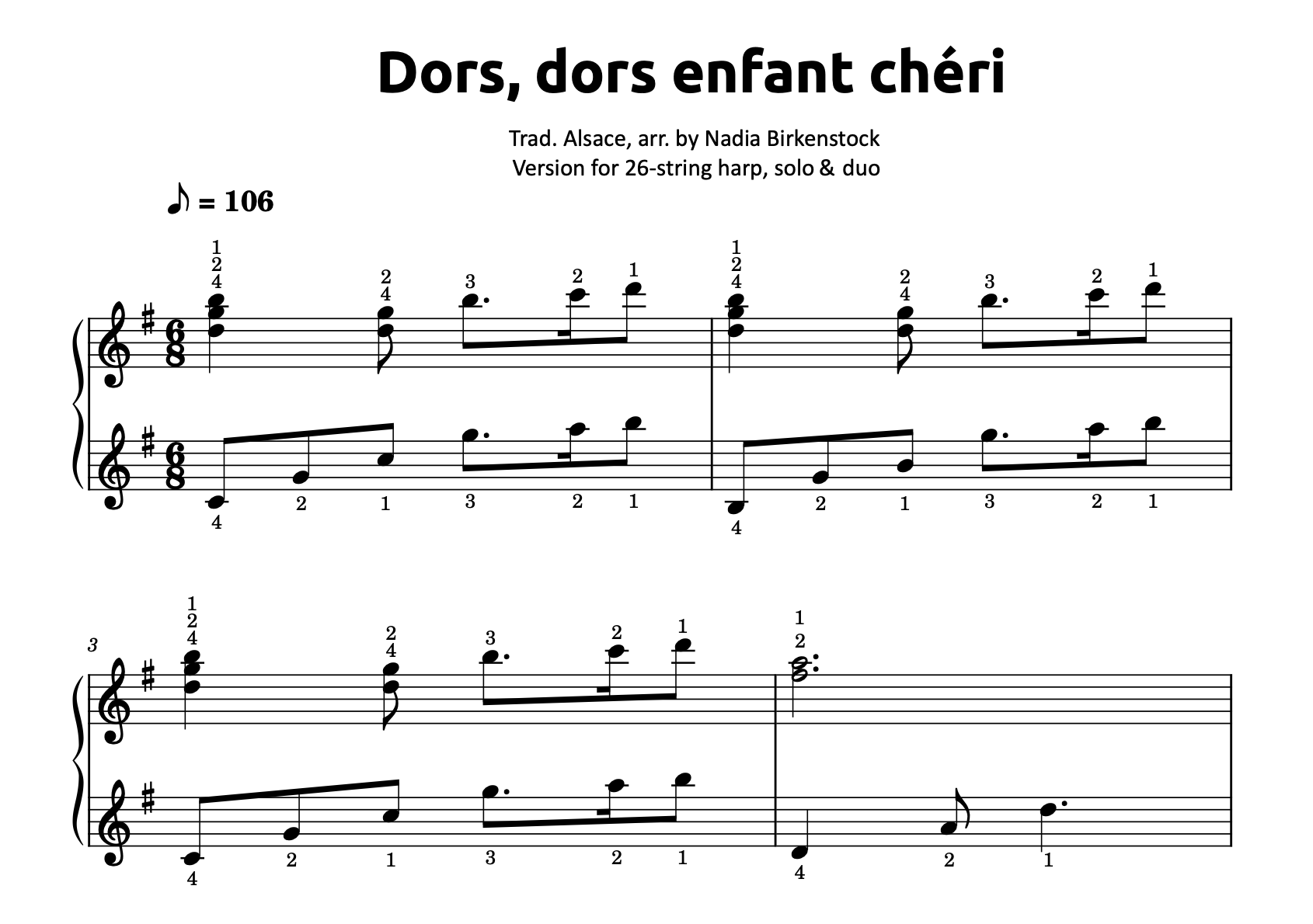 Preview_Dors dors_sheet music-harp