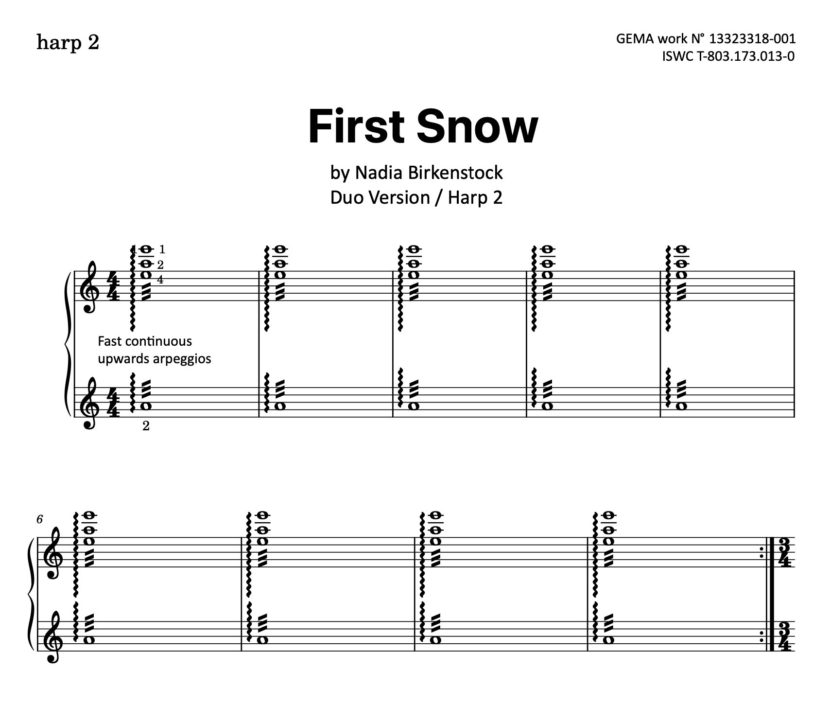 Preview_First Snow_sheet music_harp duo_2