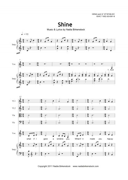 Preview_Shine Partitur Streichquartett_sheet music_harp